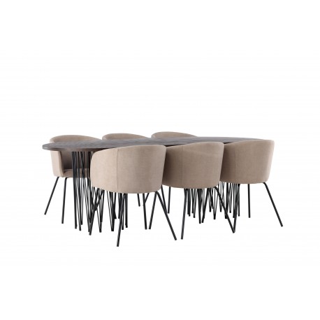 Spisebordssæt Sten med Berit Spisebordsstole - Beige og Mocca