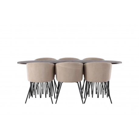 Spisebordssæt Sten med Berit Spisebordsstole - Beige og Mocca