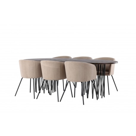 Spisebordssæt Sten med Berit Spisebordsstole - Beige og Mocca