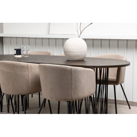 Spisebordssæt Sten med Berit Spisebordsstole - Beige og Mocca