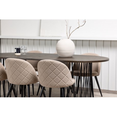 Spisebordssæt Stone med Spisebordsstole i Velvet - Beige og Mocca