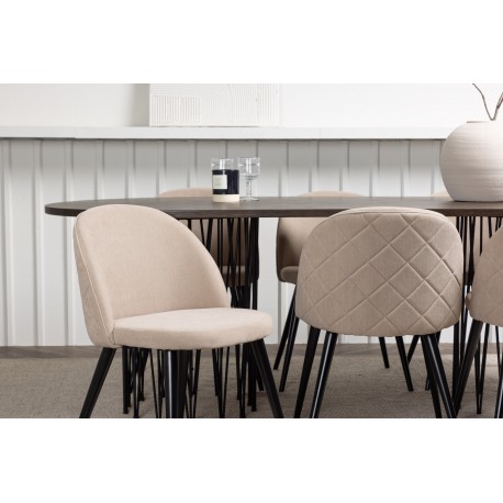 Spisebordssæt Stone med Spisebordsstole i Velvet - Beige og Mocca