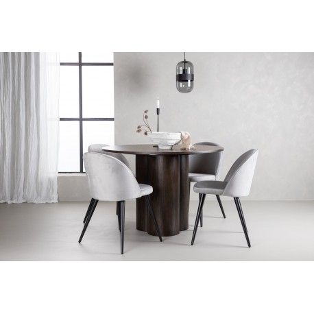 Olivia Rund Spisebordssæt - Grå og Mocca