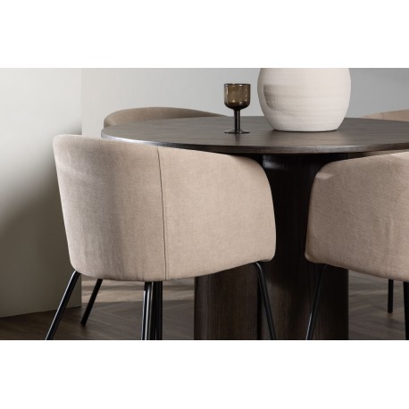 Olivia Rund Spisebordssæt - Beige og Mocca