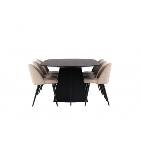 Spisebordssæt Bootcut med Spisebordsstole Velvet
