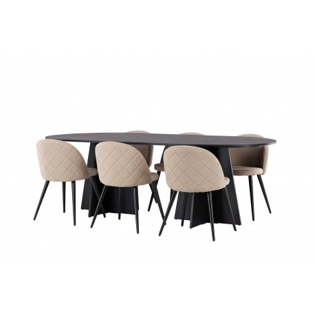 Spisebordssæt Bootcut med Spisebordsstole Velvet