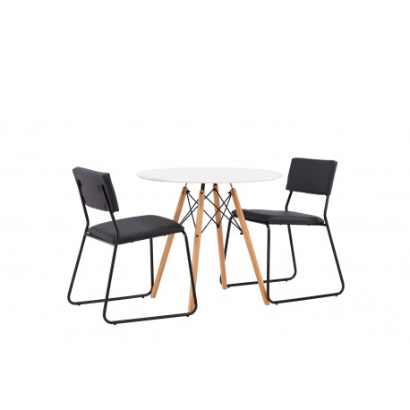 Danburi Rundt Spisebordssæt - Sort og Hvid