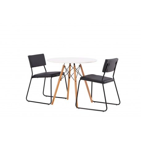 Danburi Rundt Spisebordssæt - Sort og Hvid