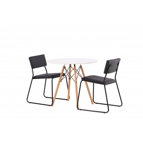 Danburi Rundt Spisebordssæt - Sort og Hvid