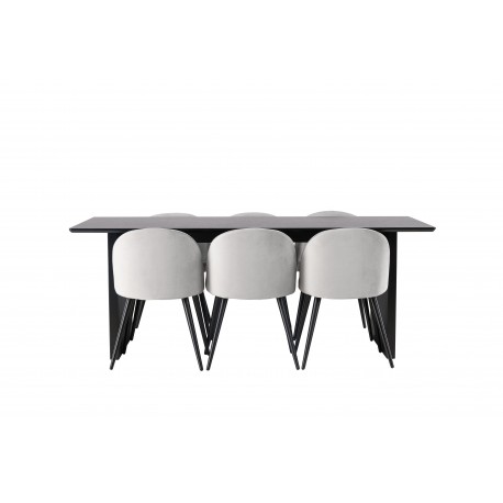 Spisebordssæt Vail med Spisebordsstole i fløjl