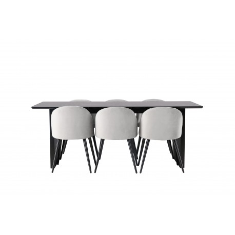 Spisebordssæt Vail med Spisebordsstole i fløjl