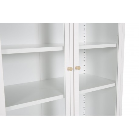 Bakal vitrineskab 80 x 190 med 4 låger og 4 hylder - hvid stål