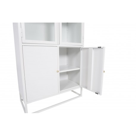 Bakal vitrineskab 80 x 190 med 4 låger og 4 hylder - hvid stål