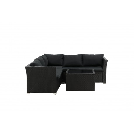 Moderne Haiti Have Hjørnesofa - Sort Rattan