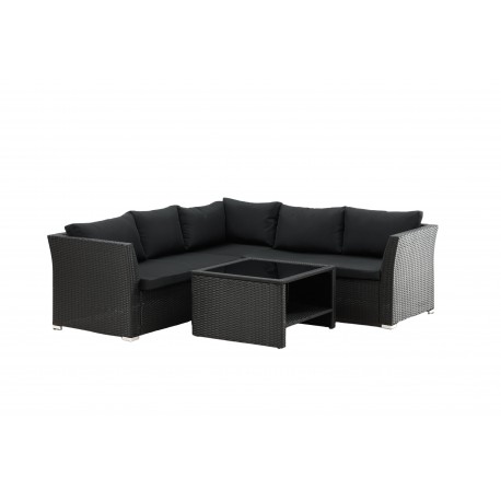 Moderne Haiti Have Hjørnesofa - Sort Rattan