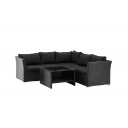 Moderne Haiti Have Hjørnesofa - Sort Rattan