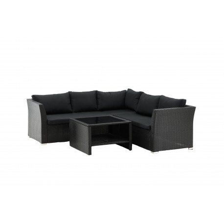 Moderne Haiti Have Hjørnesofa - Sort Rattan