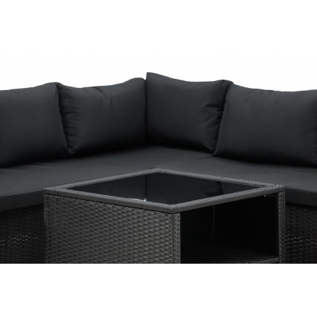 Moderne Haiti Have Hjørnesofa - Sort Rattan