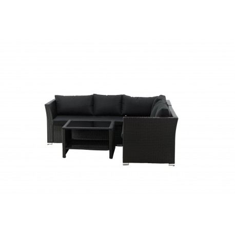 Moderne Haiti Have Hjørnesofa - Sort Rattan
