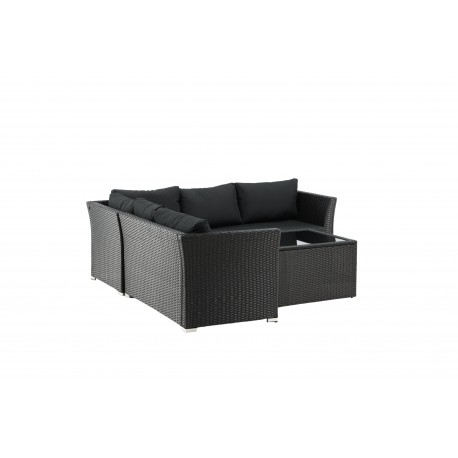 Moderne Haiti Have Hjørnesofa - Sort Rattan