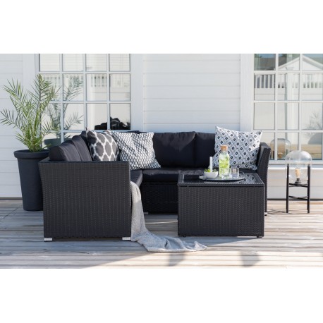 Moderne Haiti Have Hjørnesofa - Sort Rattan