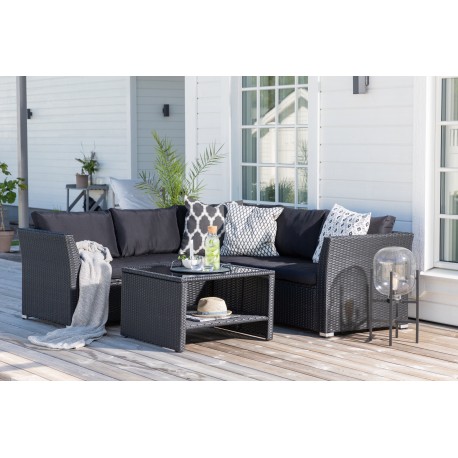 Moderne Haiti Have Hjørnesofa - Sort Rattan