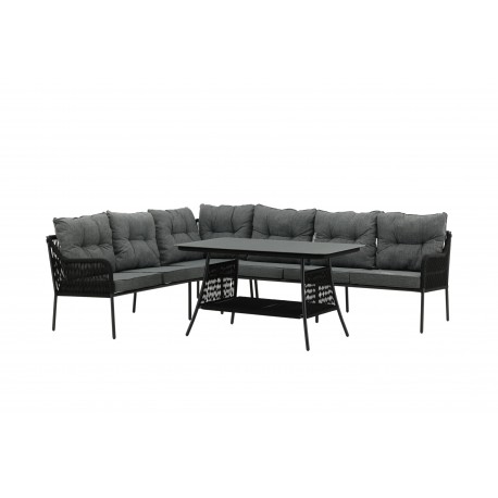Berlin Have Hjørnesofa loungesæt med sofabord - Sort