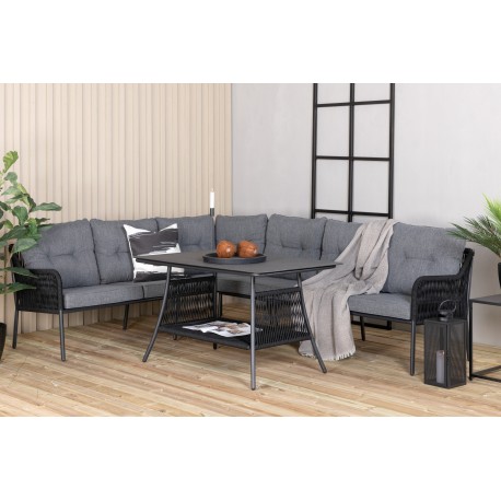 Berlin Have Hjørnesofa loungesæt med sofabord - Sort