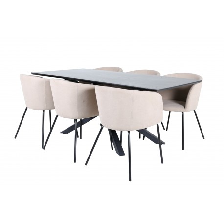 Piazza Spisebordssæt - Beige og Sort