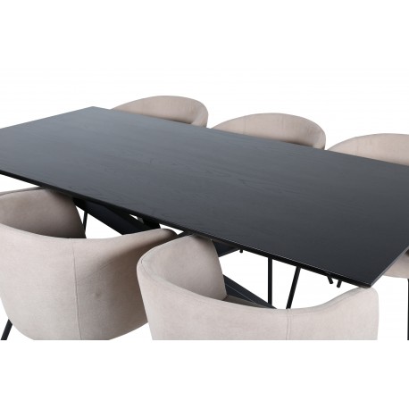 Piazza Spisebordssæt - Beige og Sort