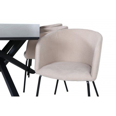 Piazza Spisebordssæt - Beige og Sort