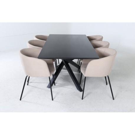 Piazza Spisebordssæt - Beige og Sort