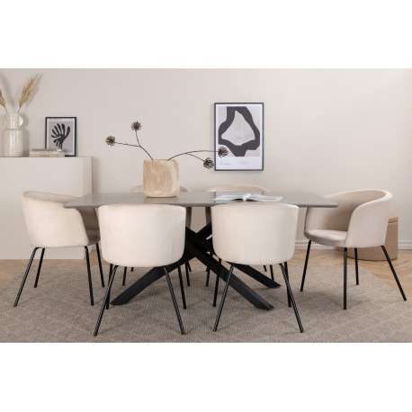 Piazza Spisebordssæt - Beige og Sort og Grå