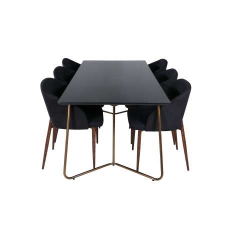 Petra Spisebordssæt - Sort og Valnød