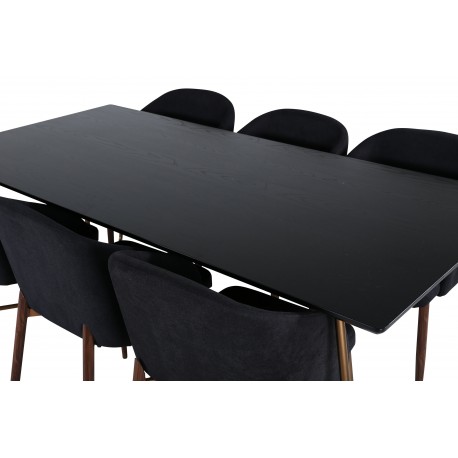 Petra Spisebordssæt - Sort og Valnød