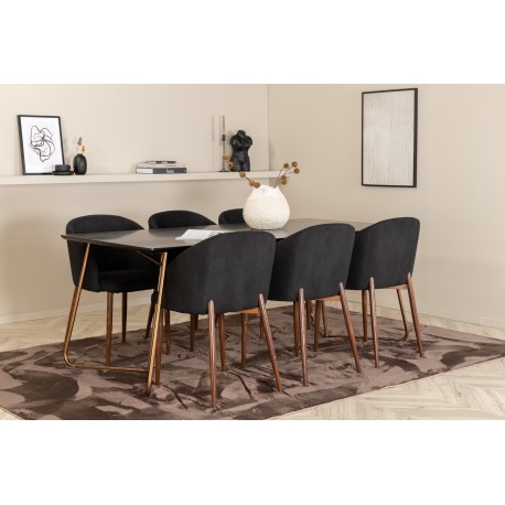 Petra Spisebordssæt - Sort og Valnød