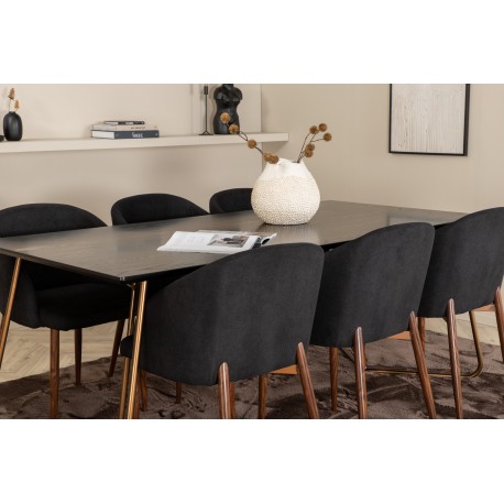Petra Spisebordssæt - Sort og Valnød