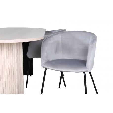 Bianca Ovalt Spisebordssæt - Sort, Grå, Natur og Hvid