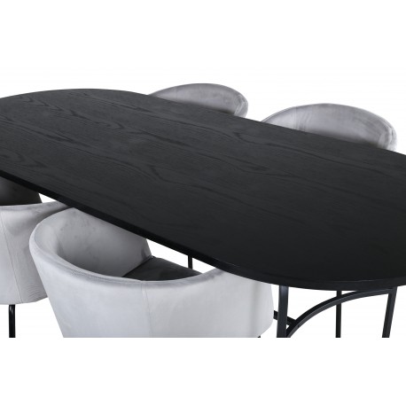 Skate Oval Spisebordssæt - Sort og Lysegrå