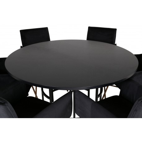 Copenhagen Rundt Spisebordssæt - Sort og Kobber