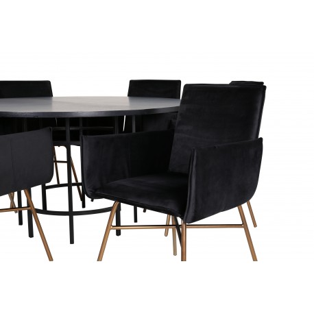 Copenhagen Rundt Spisebordssæt - Sort og Kobber