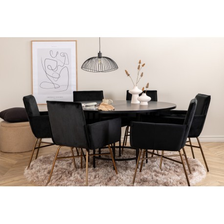 Copenhagen Rundt Spisebordssæt - Sort og Kobber