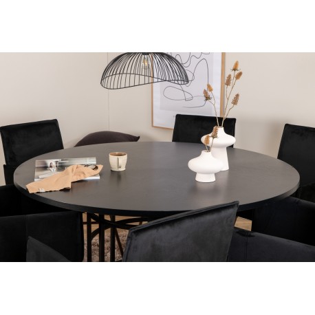 Copenhagen Rundt Spisebordssæt - Sort og Kobber