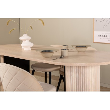 Bianca Ovalt spisebordssæt - Beige og Sort