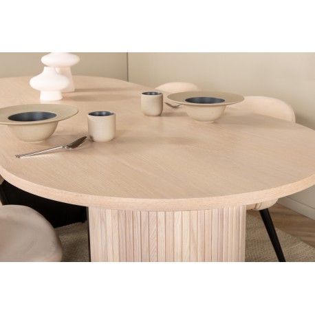 Bianca Ovalt spisebordssæt - Beige og Sort
