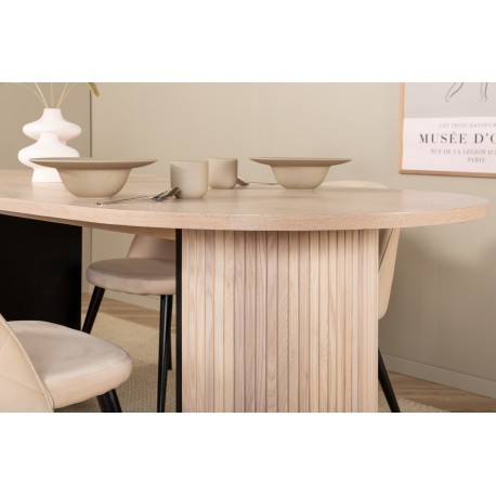 Bianca Ovalt spisebordssæt - Beige og Sort