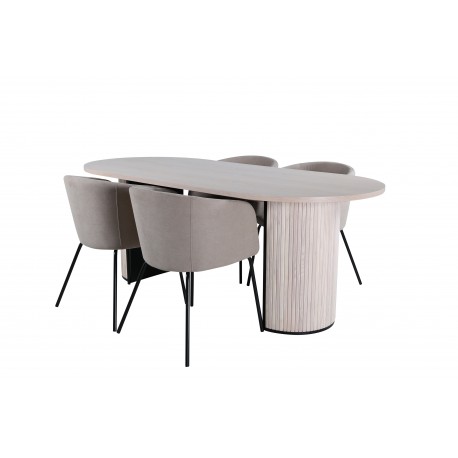 Bianca Ovalt spisebordssæt - Beige og Sort