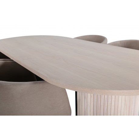 Bianca Ovalt spisebordssæt - Beige og Sort