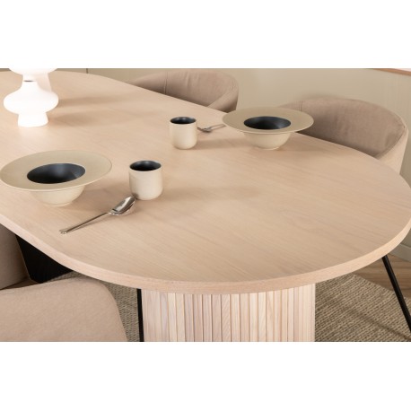 Bianca Ovalt spisebordssæt - Beige og Sort