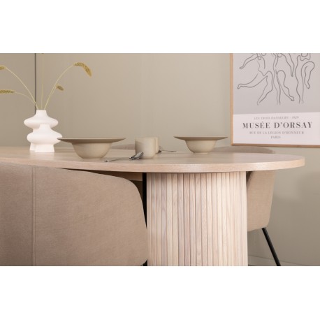 Bianca Ovalt spisebordssæt - Beige og Sort